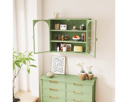 Wandkast Groen Glas – 70cm – Driedelig – Geweven Patroon – Muurkast