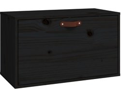 Wandkast | Hangkast | Muurkast | Opbergkast 60x30x35 cm massief grenenhout zwart