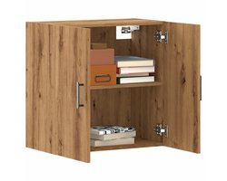 Wandkast | Hangkast | Muurkast | Opbergkast 60x31x60 cm bewerkt hout artisanaal eikenkleurig