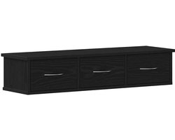 Wandkast | Hangkast | Muurkast | Opbergkast 88x26x18,5 cm spaanplaat zwart eikenkleurig