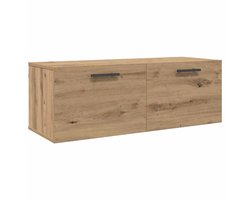 Wandkast | Hangkast | Muurkast | Opbergkast artisanaal eikenkleurig 100 x 36.5 x 35 cm