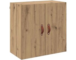 Wandkast | Hangkast | Muurkast | Opbergkast artisanaal eikenkleurig 60 x 31 x 60 cm Bewerkt hout