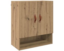 Wandkast | Hangkast | Muurkast | Opbergkast artisanaal eikenkleurig 60 x 31 x 70 cm Bewerkt hout