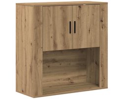 Wandkast | Hangkast | Muurkast | Opbergkast artisanaal eikenkleurig 80 x 33 x 80 cm Bewerkt hout