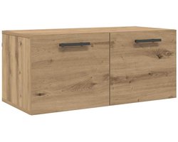 Wandkast | Hangkast | Muurkast | Opbergkast artisanaal eikenkleurig 80 x 36.5 x 35 cm Bewerkt hout