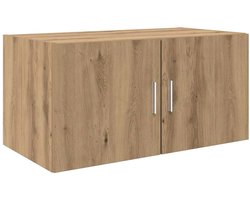 Wandkast | Hangkast | Muurkast | Opbergkast artisanaal eikenkleurig 80 x 42.5 x 40 cm Bewerkt hout