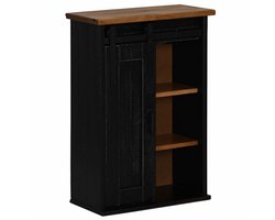 Wandkast | Hangkast | Muurkast | Opbergkast HALDEN met schuifdeur 49x22,5x70 cm grenenhout zwart