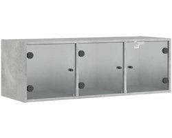 Wandkast | Hangkast | Muurkast | Opbergkast met glazen deuren 102x37x35 cm betongrijs