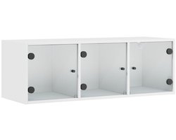 Wandkast | Hangkast | Muurkast | Opbergkast met glazen deuren 102x37x35 cm wit