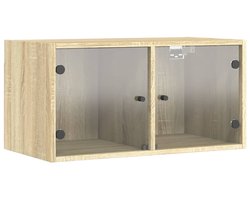 Wandkast | Hangkast | Muurkast | Opbergkast met glazen deuren 68,5x37x35 cm sonoma eikenkleurig
