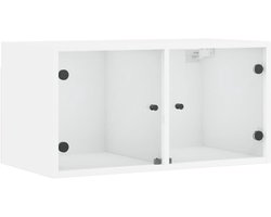 Wandkast | Hangkast | Muurkast | Opbergkast met glazen deuren 68,5x37x35 cm wit