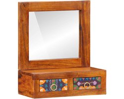 Wandkast | Hangkast | Muurkast | Opbergkast met lade Bruin 40 x 20 x 50 cm Massief acaciahout