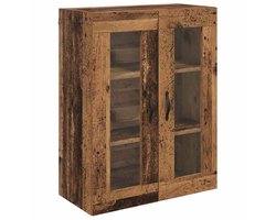 Wandkast | Hangkast | Muurkast | Opbergkast Oud Hout 69,5 x 34 x 90 cm Geengineerd Hout en Glas