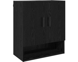 Wandkast | Hangkast | Muurkast | Opbergkast Zwart eiken 60 x 31 x 70 cm Bewerkt hout