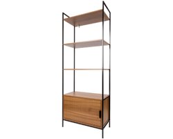 Wandkast - Houtkleurig - Zwart - Binnen - 57 x 30 x 150 cm