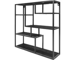 Wandkast Huub Zwart Mangohout - 73 x 73 x 21 cm - Industrieel