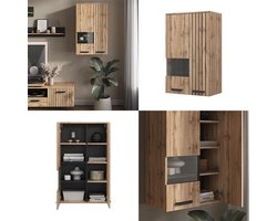 Wandkast Industrieel Hout – Industrialhome “Amber Luxe” – 2-Deurs Opbergkast 60,2x35x98 cm – Hangkast Houtlook Bruin – Stijlvolle Wandmeubel voor Woonkamer & Slaapkamer – Modern & Duurzaam Design
