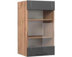 Wandkast Keuken met Glasdeur Messing 40 cm Donkergrijs - Opbergkast