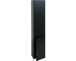 Wandkast MCW-L86, badkamermeubel highboard hoge kast, MVG melamine 2 deuren 3 vakken 160x33cm ~ zwart