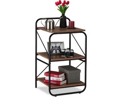 wandkast met 3 etages - houtlook - metalen frame - 86,5 x 47,5 x 45 cm - vakkenkast