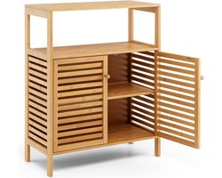 Wandkast met 4 Planken Bamboe Kast voor Badkamer of Woonkamer