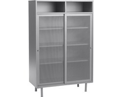 Wandkast Metaal Greige - Schuifdeuren - 90x40x140cm - Veep - Giga Living