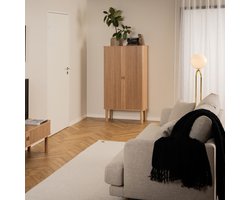 Wandkast Naturel - Schuifdeuren - 80x40x145cm - Rustam - Giga Living