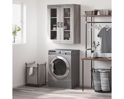 Wandkast - Opbergkast Bureaukast - Orde Houden - Glazen Deuren - 69.5 x 34 x 90 cm - Grijs Sonoma