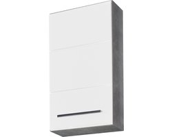 Wandkast - Opbergmeubel - Badkamerorganizer - Hangkast - Ophangplank - Badkastje - Beton Steen & Wit - 32x61x21cm