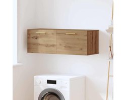 Wandkast - Opzetkast Hout - Ruimte Organiseren - Rustieke Eiken Look - 100 cm Lang - Eiken