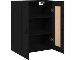 Wandkast - Opzetkast Keuken - Keuken Opbergen - Met Twee Deuren - 69x90cm - Zwart Eiken