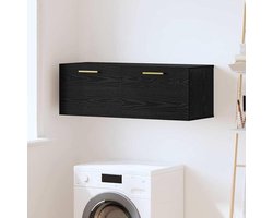Wandkast - Opzetkast Keukenkast - Ruimte Besparen - Zwart Eiken Design - 100 x 365 x 35 cm - Zwart