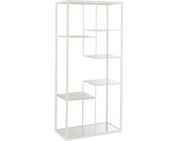 Wandkast Rek Metaal Wit Glas