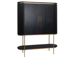 Wandkast Rivello mangohout 145x180x45 cm - Zwart & Brass