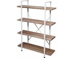 Wandkast Stoer - open boekenkast - industrieel design - 140 cm hoog wit