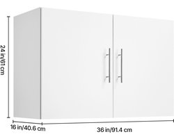 Wandkast voor wasruimte, 2-laags hangkast (406 x 914 x 610 mm) met 2 deuren, kastorganizer met verstelbare plank, ideaal voor keuken, garage en wasruimte