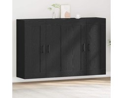 Wandkasten Set - Opzetkasten Keuken - Orde Scheppen - Zwart Eiken Fineer - 160 x 34 x 90 cm - Zwart