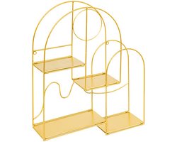 Wandkastje ongelijke vormen - goud - staal - 4 ongelijke plankjes - 50 x 60 cm - wandplanken