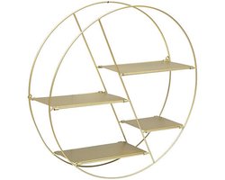 Wandkastje ronde vormen - goud - staal - 4 ongelijke plankjes - 50 x 13 cm - wandplanken