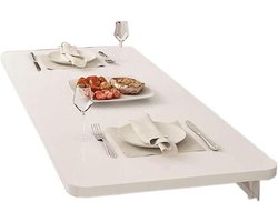 Wandklaptafel - Opklapbaar bureau - Ruimte Besparen - Massief Houten Beugels - 90x30cm - Geel
