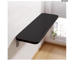 Wandklaptafel - Opklapbaar Bureau - Ruimte Besparen - Massief Houten Constructie - 60 x 30 cm - Zwart