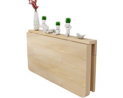 Wandklaptafel - Opklapbaar bureau - Ruimtebesparend werken - Massief houten constructie - 40x30 cm - Geel
