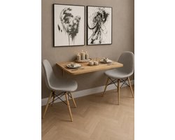 Wandklaptafel – Opklapbare Wandtafel – Ruimtebesparend Bureau / Eettafel – 90x50 cm – Esdoorn