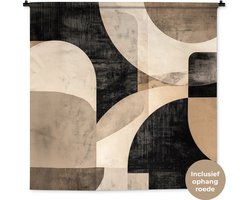 Wandkleed 120x120 cm - Wanddoek Abstract - Vormen - Modern - Beige - Wandtapijt - Wandkleden