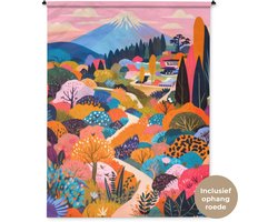 Wandkleed 150x200 cm - Wanddoek Witte bergtop - Modern - Kleurrijk - Wandtapijt - Wandkleden