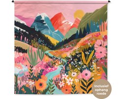 Wandkleed 180x180 cm - Wanddoek Rivier - Diepte - Bloemen - Wandtapijt - Wandkleden