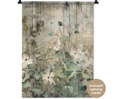 Wandkleed 60x80 cm - Wanddoek Bloemen - Bladeren - Abstract - Modern - Wandtapijt - Wandkleden