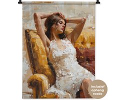 Wandkleed 60x80 cm - Wanddoek Vrouw - Kunst - Abstract - Modern - Wandtapijt - Wandkleden
