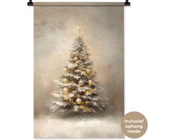 Wandkleed 60x90 cm - Wanddoek Kerst - kerstboom - Sneeuw - Art - Wandtapijt - Wandkleden - Kerstdecoratie voor binnen - Kerstversiering woonkamer decoratie - Kerstmis versiering in huis - Christmas decorations - Kerstaccessoires
