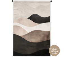 Wandkleed 90x135 cm - Wanddoek Abstract - Landschap - Golven - Crèmekleur - Wandtapijt - Wandkleden